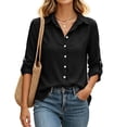 thumbnail image 3 of CBASIHI Womens Cotton Linen Button Down Shirts- Loose Fit Long Sleeve Collared Casual Lightweight Fall Tops Black Size 2XL, 3 of 9