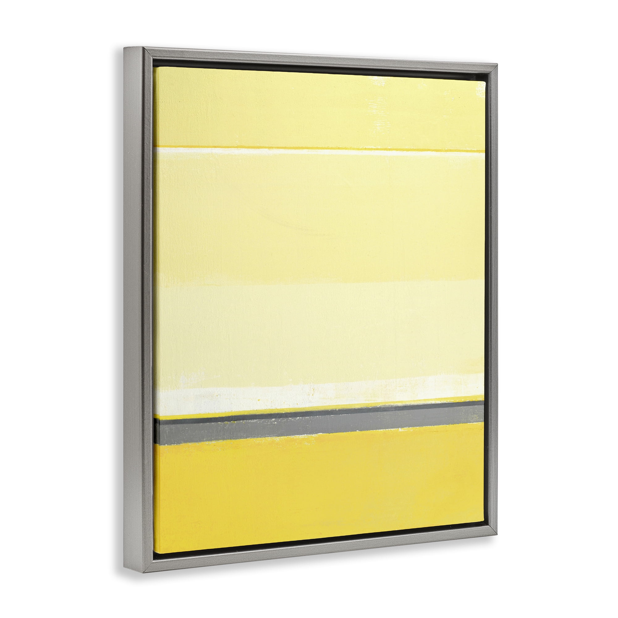 Stupell Industries Yellow Minimal Abstract Abstract Painting Gray Floater Framed Canvas Art Print Wall Art, 25 x 31