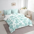 thumbnail image 3 of Manfei Cherry Blossom 7-Piece Bedding Comforter Set,Japanese Flower King Bedding Sets,Green White Ultra Soft Bed Sheets,Breathable Floral Bedroom Decorative,Reversible, 3 of 7