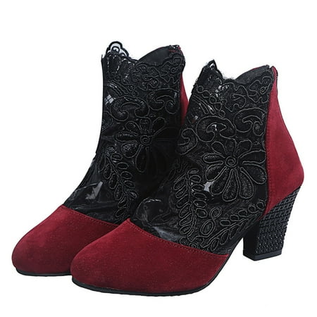 

Summer Savings Clearance 2022! Tagold Sandals for Womens Dressy Summer Sandals Womens Ethnic Style Women s Net Yarn Breathable Flowers Zipper Casual High Heel Sandals
