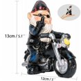 thumbnail image 2 of Figura de gnomo de motociclista con chaqueta de cuero: estatuas de exterior impermeables, detalles pintados a mano para la decoración de la terraza, 2 of 5