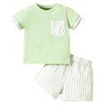 thumbnail image 2 of CYRBOKO Toddler Boys Outfit Sets, 2 Pieces Summer Short Sleeve T-shirts and Shorts Set Green Size 18-24 Months, 2 of 9