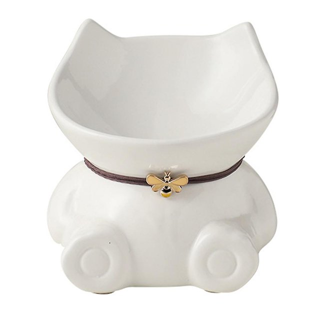 small Cuenco de comida para gatos de cerámica para mascotas, cuenco con boca oblicua para perros, cuenco de agua, protección de pie alto, vértebra Cervical