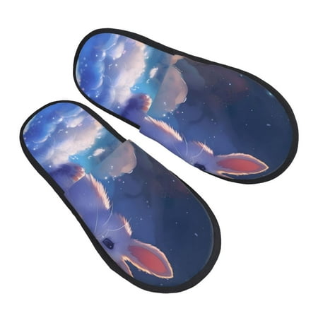 

Ocsxa Mens Womens Cozy Memory Foam Scuff Slippers Slip On Warm House Shoes Indoor/Outdoor Cloud Cute Rabbit Designs-Large