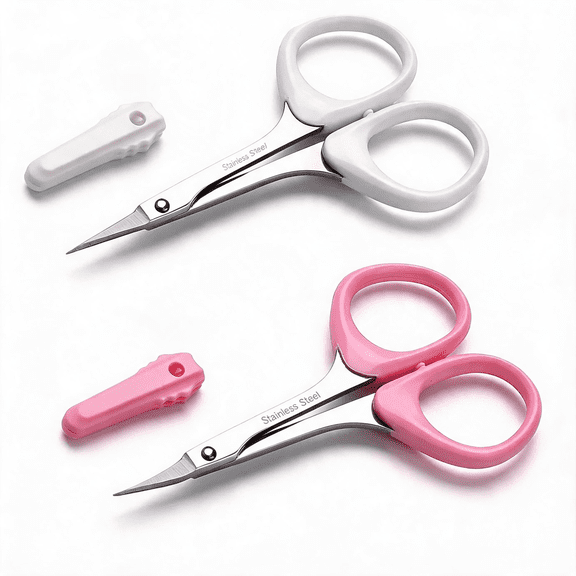 Small Stainless Steel Eyebrow Grooming Scissors Set with High Precision Tip for Trimming Eyelash Extensions with Safety Case