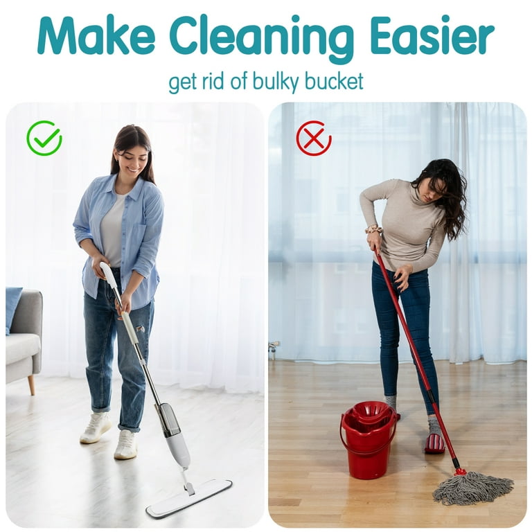 VUSIGN Microfiber Spray Mop for Cleaning Wood Floors - Dry and Wet Mop with  350ml Bottle and 360 Degree Swivel Head 