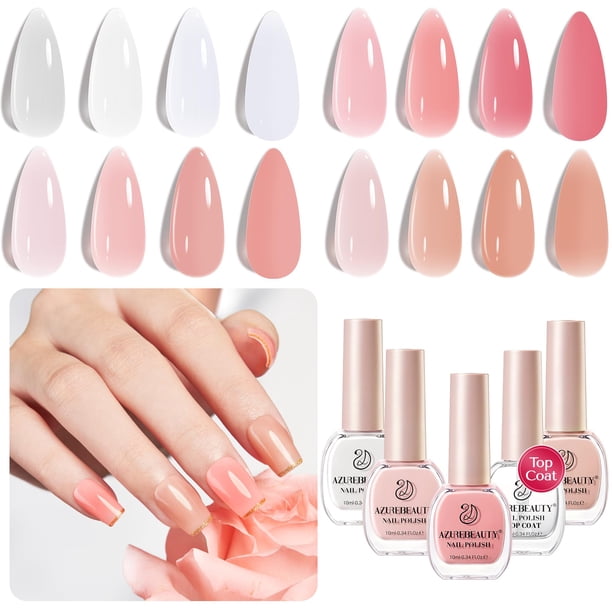 Set de esmaltes de uñas AZUREBEAUTY Vegan de 4 colores con capa superior
