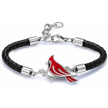 Urn Bracelet for Ashes Cardinal Cremation Jewelry Stainless Steel Adjustable Manmade Braided Urn Bracelet Keepsake Memorial Urn Bangle for Women