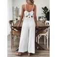 thumbnail image 6 of ZOELNIC Women's Summer Jumpsuit Spaghetti Strap Back Bow Romper, Wide Leg Vacation Outfit, Casual Resort Wear One Piece for Beach & Travel, 2XL, 6 of 7