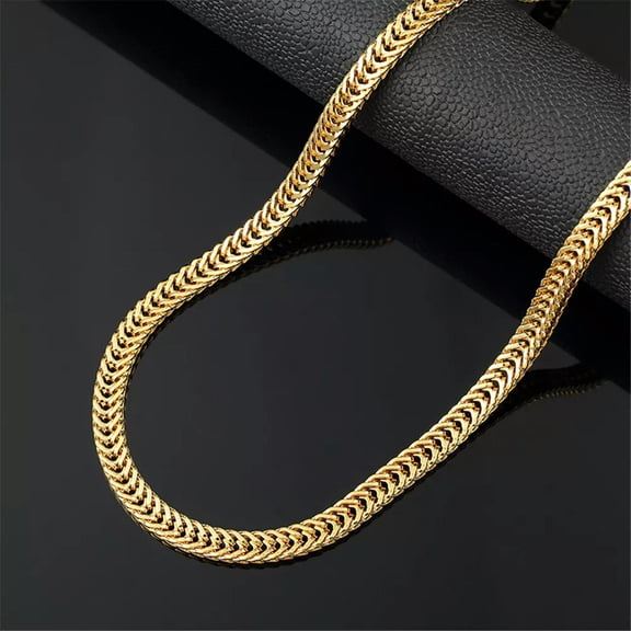 HOOUN 20" 6mm Stainless Steel 18k Gold Filled Snake herringbone Necklace Link Chain