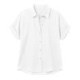 thumbnail image 6 of QUNYINEY Short Sleeve Button Up Shirts for Women Casual Work White Tunic Tops Loose Fit Summer Collared Shirts, 6 of 6