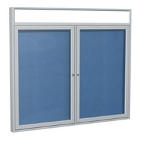 Ghent's Vinyl 36" x 48" 2 Door Enclosed Bulletin Board in Ocean Blue