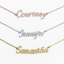 Personalized Planet Women's Pave CZ Name Plaque Necklace