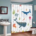 thumbnail image 2 of Whale Shower Curtain for Bathroom Decor Cute Fish Funny Whale Coral Starfish Ocean Bath Accessories for Kids Boys Girls Polyester Waterproof Bath Curtain with 12 Hooks, 72''''x 72'''', 2 of 6
