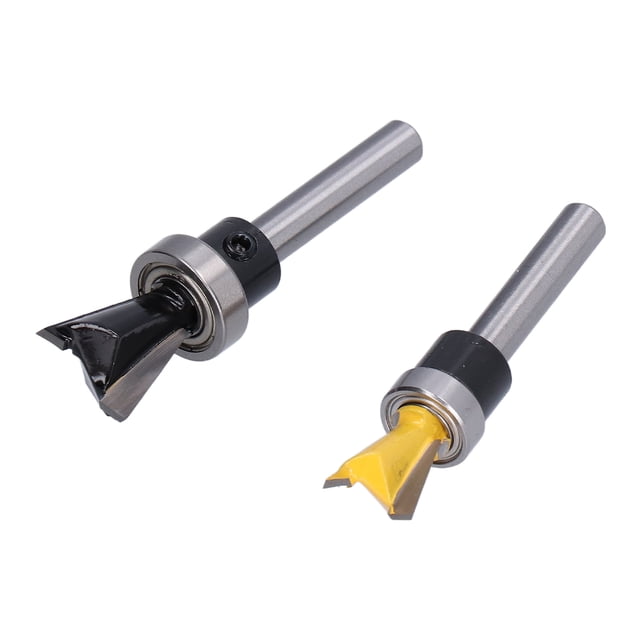 Dovetail Bit, Carbide Woodworking Pattern Router Bits 2Pcs/Set With Bearing For Cabinet Making For Furniture Building For Plywood