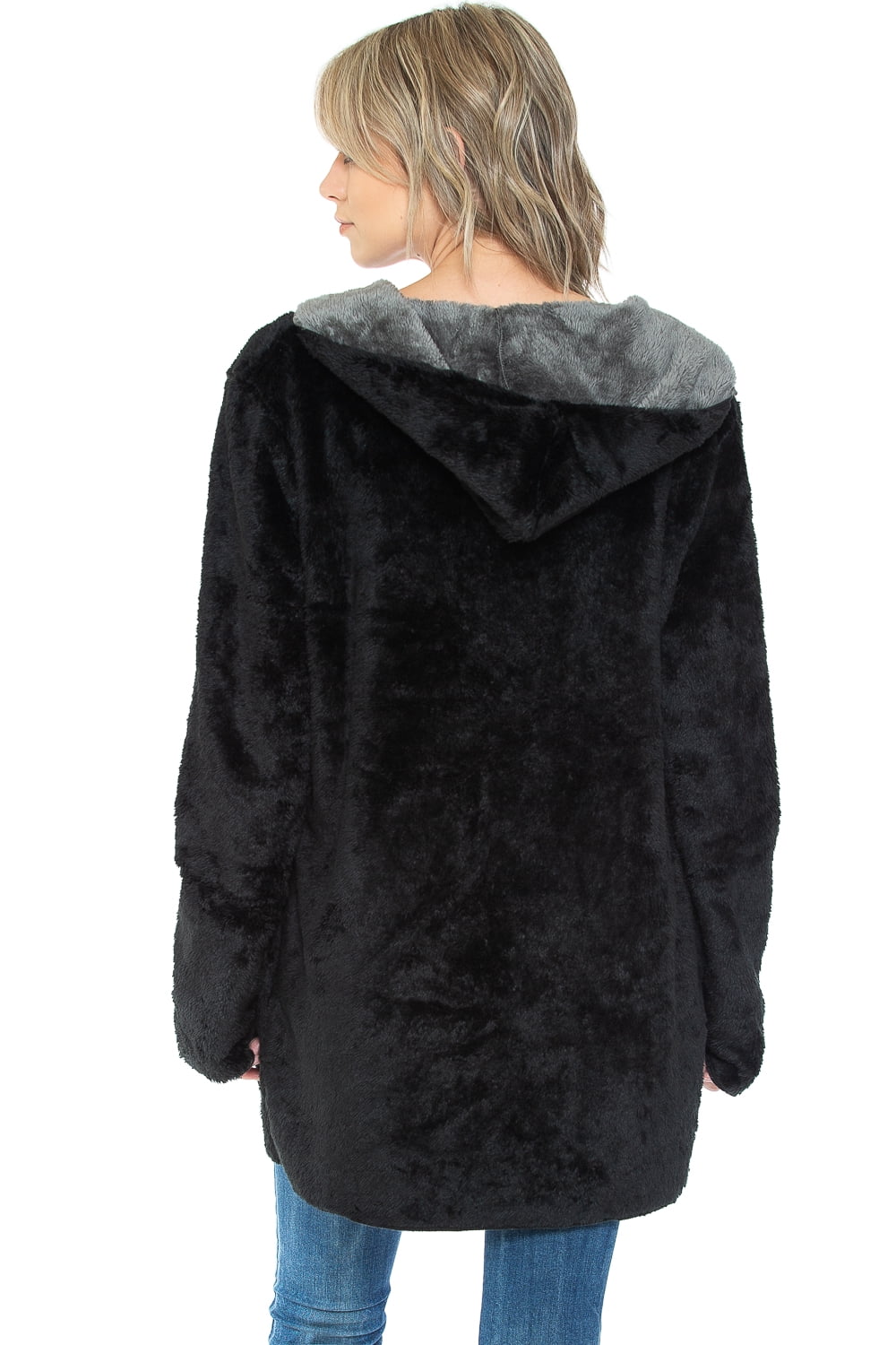 Safus Wearable Blanket Hoodie in Thick Fleece Jacket with Pocket - Black - Small/Medium Size - for Women and Men, Warm and Cozy