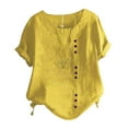 thumbnail image 4 of T Shirts For Women Womens Tops Cotton Linen Shirts Summer Casual Boho Floral Short Sleeve Blouse Oversized Loose Tunic Tops, 4 of 4