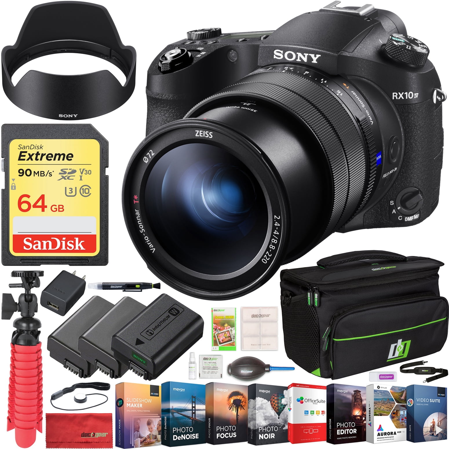 rijkdom herhaling niezen Sony RX10 IV Cyber-Shot High Zoom 20.1MP Camera with 24-600mm F.2.4-F4 lens  Bundle with 64GB memory Card, Camera Bag, 2x Battery and Photo and Video  Professional Editing Suite - Walmart.com