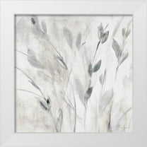 Loreth, Lanie 12x12 White Modern Wood Framed Museum Art Print Titled - Gray Misty Leaves Square I