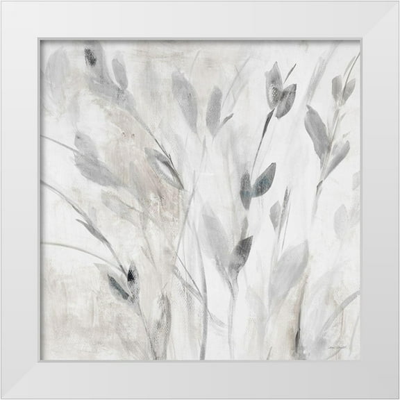 Loreth, Lanie 12x12 White Modern Wood Framed Museum Art Print Titled - Gray Misty Leaves Square I