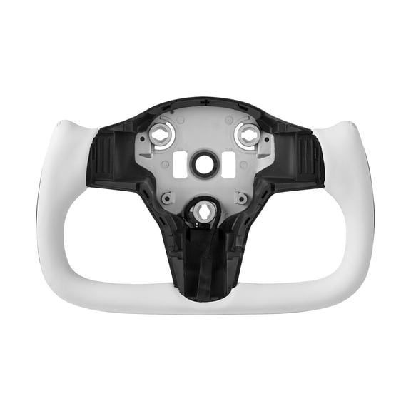 2016-2023 Tesla Model 3 Carbon Fiber D-Shaped Flat Bottom Heated Steering Wheel White Leather Grip Non-Slip Replacement Accessory