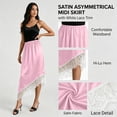 thumbnail image 6 of Shrysg Women's Casual Satin Midi Skirt with Elastic High Waist and Asymmetrical Hem for Daily Wear Pink, 6 of 6