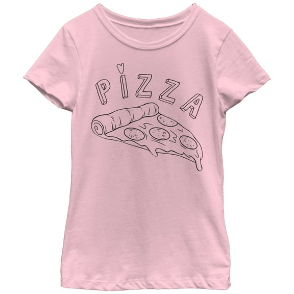 Girl's Lost Gods Pizza Doodle  Graphic Tee Light Pink Small
