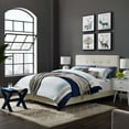 thumbnail image 4 of Modern Contemporary Urban Design Bedroom King Size Bed Frame, Velvet Fabric, Ivory White, Box Spring Required, 4 of 5