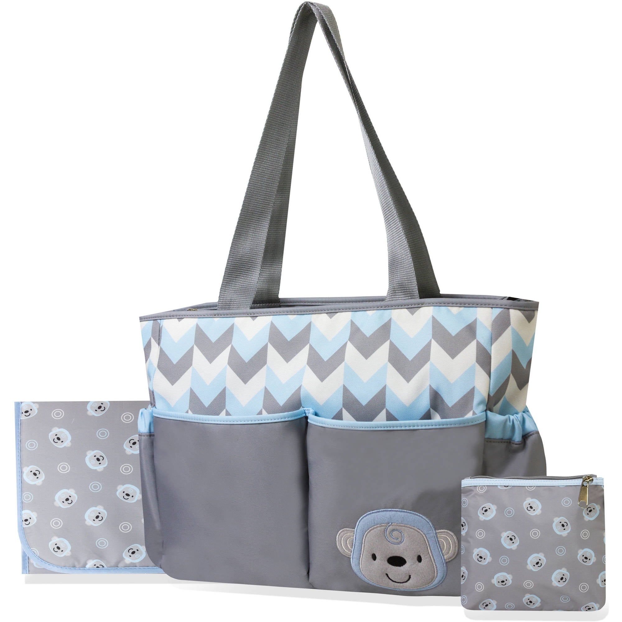 Tender Kisses Elephant Porta Bed Diaper Bag, Gray/Aqua - 0