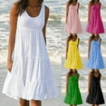 thumbnail image 4 of Guardurnaity Vestido Mujer Cuello Correa Vestido Niña Sin Mangas Playa Cuello Ropa Vestidos Rosa roja 3XL, 4 of 5