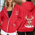 thumbnail image 2 of WILLBEST Sudadera de Mujer con Estampado Navideño, Cremallera, Manga Larga, Bolsillo, Cordón Ajustable, Estilo Casual con Capucha 2223 X-Grande, 2 of 8