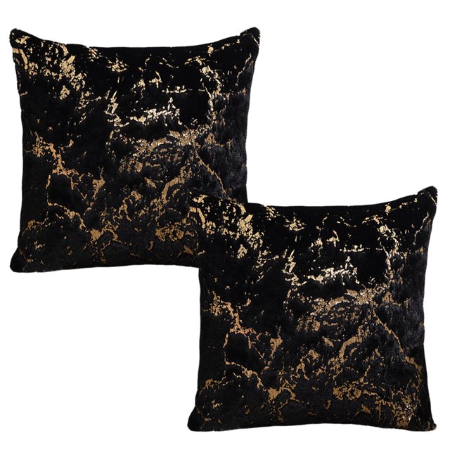 Funda de almohada para sofá, 2 uds., funda de almohada de felpa, dormitorio dorado de doble cara