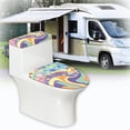 thumbnail image 6 of HELLHERO Toilet Dust Cover Set Pack of 2 U-Shaped Keep Dust Stain, Rainbow Wave Blooms, 6 of 8