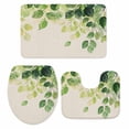 thumbnail image 2 of Spring Leaf Bathroom Rugs Set Vintage Sage Green Eucalyptus Leaves Country Linen Texture Non Slip Absorbent Bath Mats 3 Piece Set with Bathroom Rug, U-Shaped Floor Mat, Toilet Seat Cover Small Size, 2 of 9