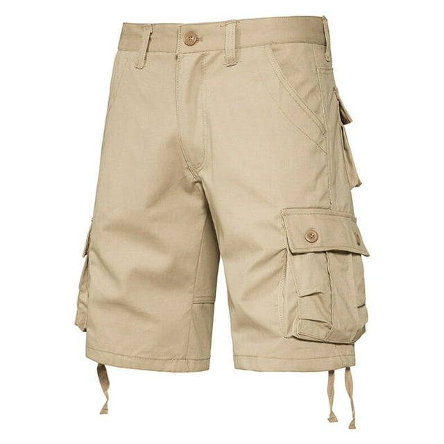 hoksml Shorts Cargo Multi-Poches pour Hommes Couleur Unie Décontracté Bouton Fermeture Éclair Classique Randonnée Été 2025 Liquidation