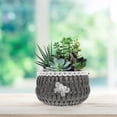thumbnail image 2 of KAKOWELY pot de Fleurs en Rotin Imitation Rotin Panier Rond pour Jardinière Panier de Rangement Tissé pour Plantes d'Intérieur et d'Extérieur Cache-Pot Décoratif et Panier en Herbe de Mer Gris, 2 of 4