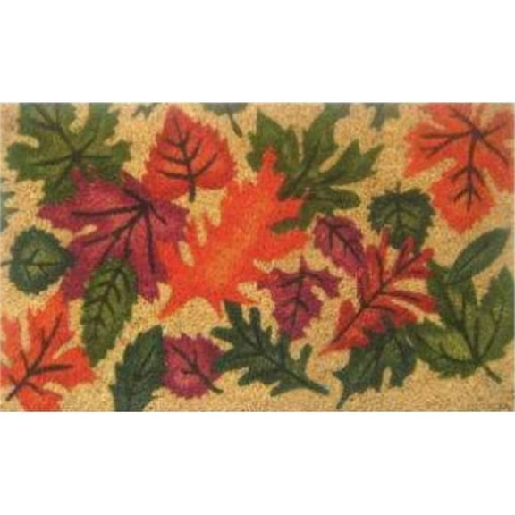 Geo Crafts G373 18 x 30 in. Coir Autumn Leaves Welcome Doormat, Multi Color