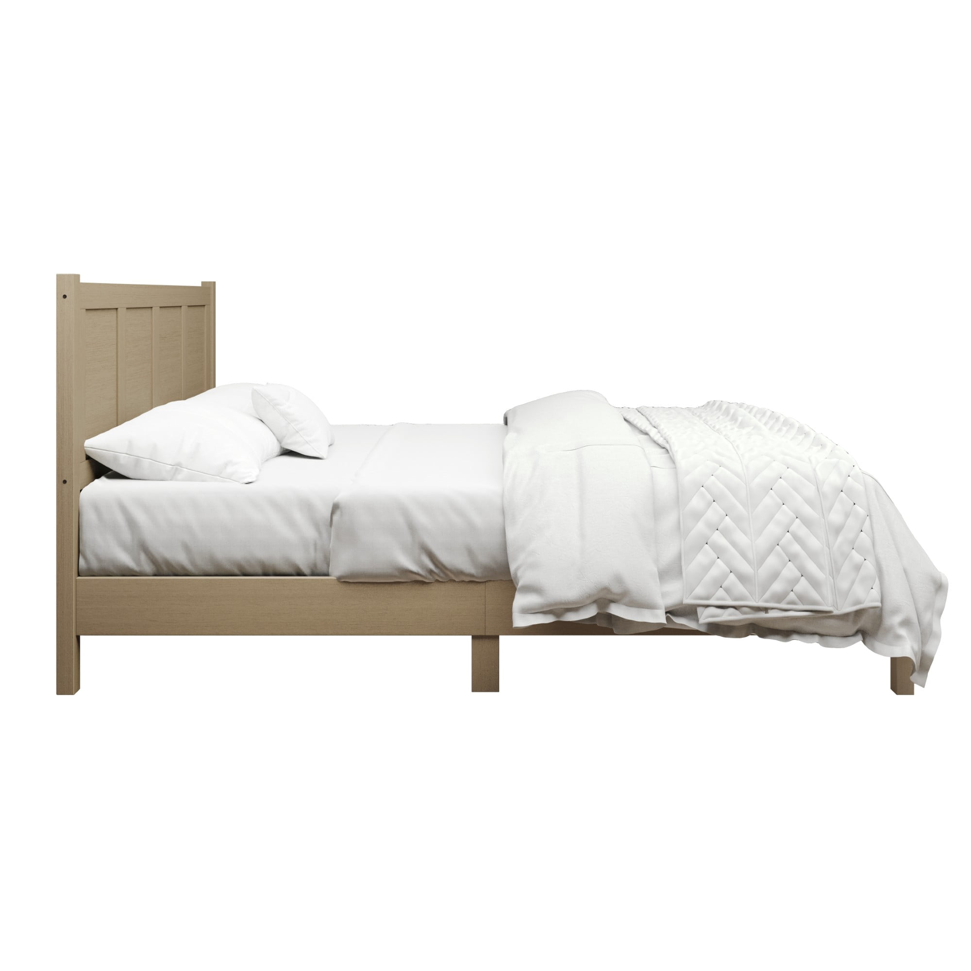 Home Design Rogers Twin Solid Wood Platform Bed Frame with Panel Headboard, No Box Spring Needed, Gray