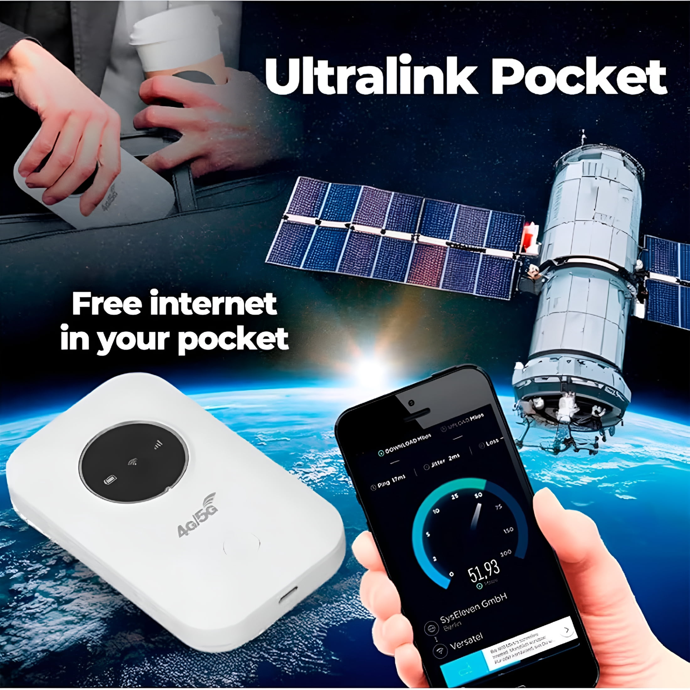 GJX Portable Satellite Internet WiFi Router High Speed Smart Router (1pc)