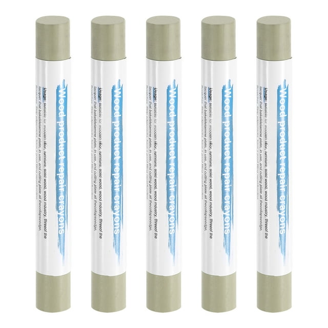 Uxcell 5 piezas de palos de relleno de madera, crayones de cera para retoque de muebles para reparar arañazos, grietas y agujeros en mesas y suelos de madera, verde oliva