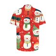 thumbnail image 5 of BLTIBY Christmas Shirt for Men Lapel Button Down Short Sleeve Hawaiian Shirts Xmas Snowman Printed Casual Holiday Shirts Tops Red 5XL, 5 of 5