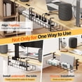 thumbnail image 4 of czcpp-2 Pack Cable Management Under Desk Tray, 31.4" No Drill Under Desk Wire Management with Upgraded Clamp, Metal Cord Organizers for Desk with Cable Organizers, PC Cable Management Rack, Black, 4 of 4