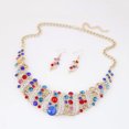 thumbnail image 2 of Yesbay Women Rhinestone Spiral Bib Necklace Hook Earrings Statement Party Jewelry Set-Red, 2 of 6