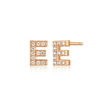 Forever Facets "E" CZ Earrings in Rose Gold over Sterling Silver, Adult Female