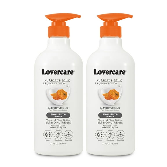 2-Pack LoverCare Goat's Milk Body Lotion 27 fl oz (800ml) - Royal Jelly & Honey