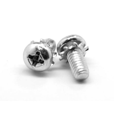 

#8-32 x 1 1/4 Coarse Thread Machine Screw SEMS Phillips Pan Head External Tooth Lockwasher Low Carbon Steel Zinc Plated Pk 100