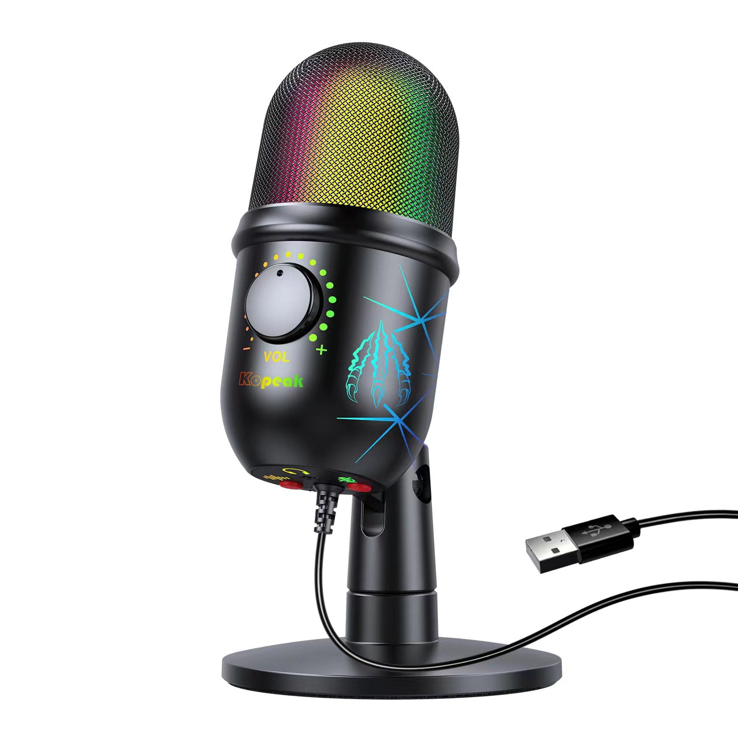 Kopeak New Design USB Gaming Microphone for Streaming RGB Computer Desk,PC Mic - Walmart.com