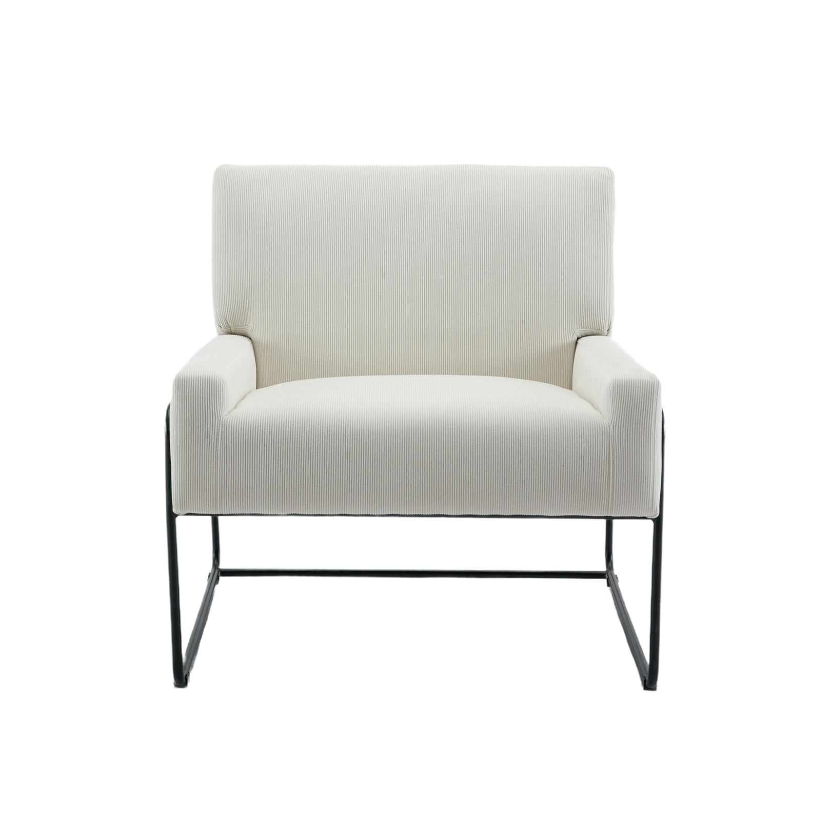 Velvet Fabric Accent Armchair, Reading Slant Sofa Chair with Metal