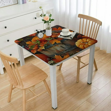 

ZHZY Square Table Cover 100% Polyester Fiber with Elastic Edge Great for Home Kitchen Parties Holiday Dinner 40 *40
