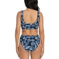 thumbnail image 3 of Honeii Tropical Leaves Print Women’s Bikini Set,Two Piece Swimsuit Bathing Suits,Stylish High Elasticity Swimwear for Beach and Pool, 3 of 7